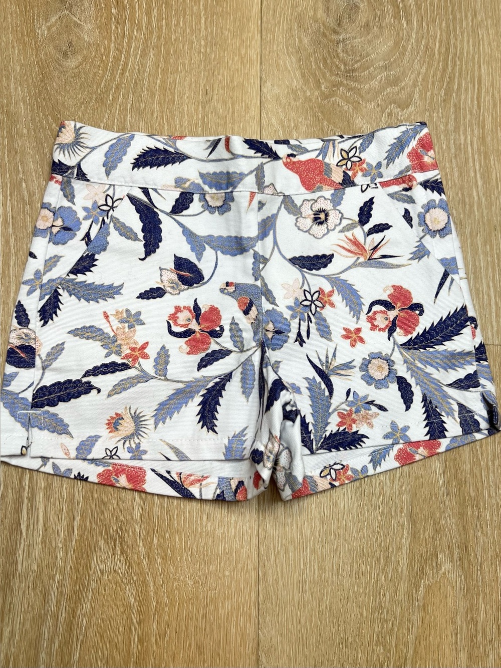 Janie & Jack Floral Canvas Short Adjustable Waist, Girls Youth 5 NWT